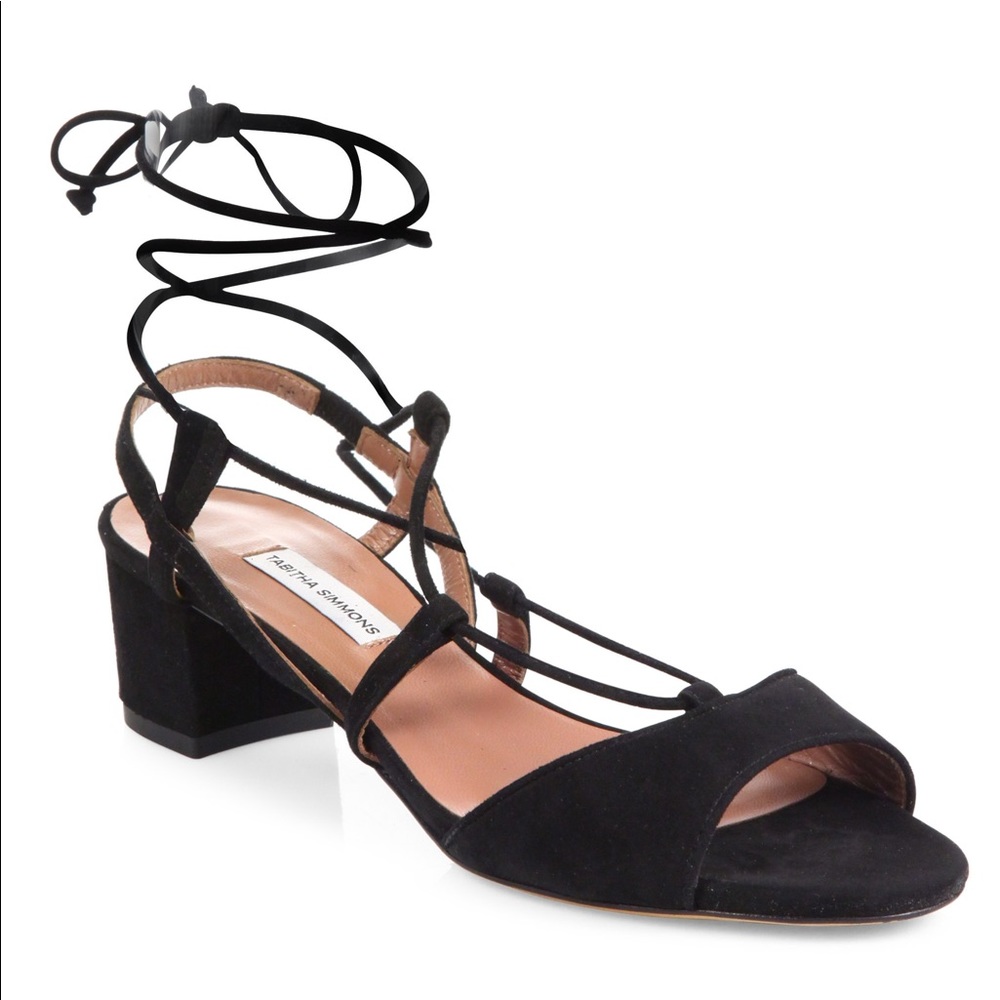 Tabitha Simmons Lace up Suede Block Heel Sandal